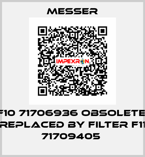 F10 71706936 obsolete, replaced by Filter F11 71709405  Messer