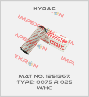 Mat No. 1251367, Type: 0075 R 025 W/HC Hydac