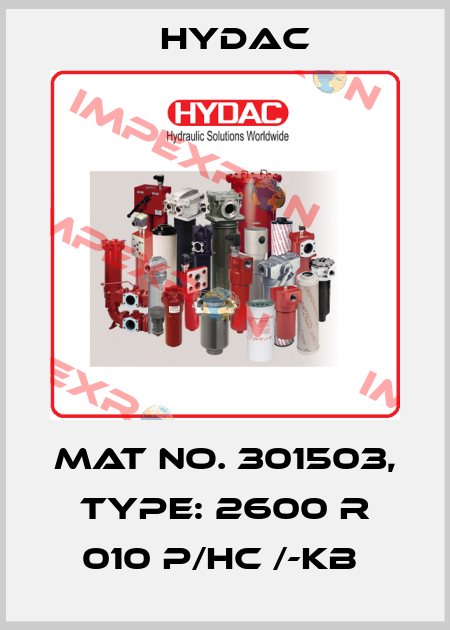 Mat No. 301503, Type: 2600 R 010 P/HC /-KB  Hydac