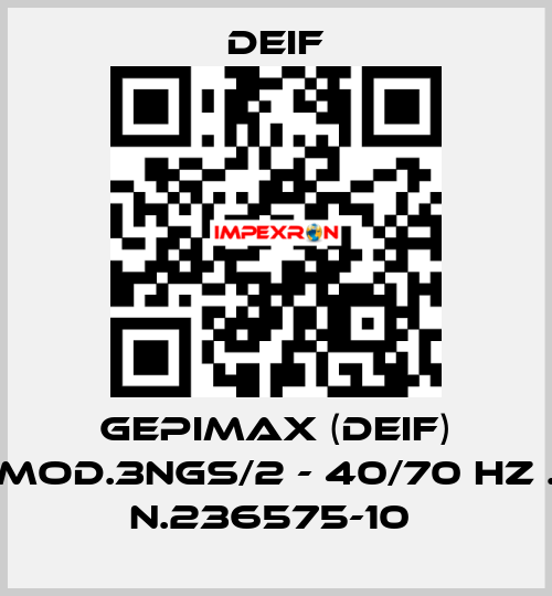 GEPIMAX (DEIF) MOD.3NGS/2 - 40/70 HZ . N.236575-10  Deif