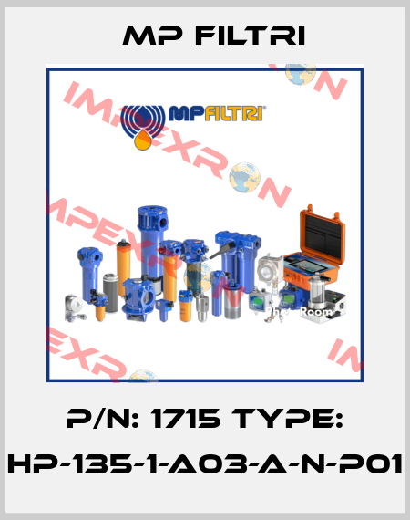 P/N: 1715 Type: HP-135-1-A03-A-N-P01 MP Filtri