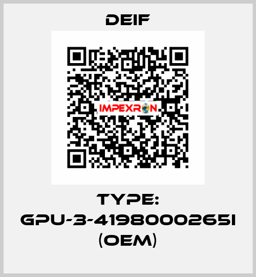 Type: GPU-3-4198000265I (OEM) Deif