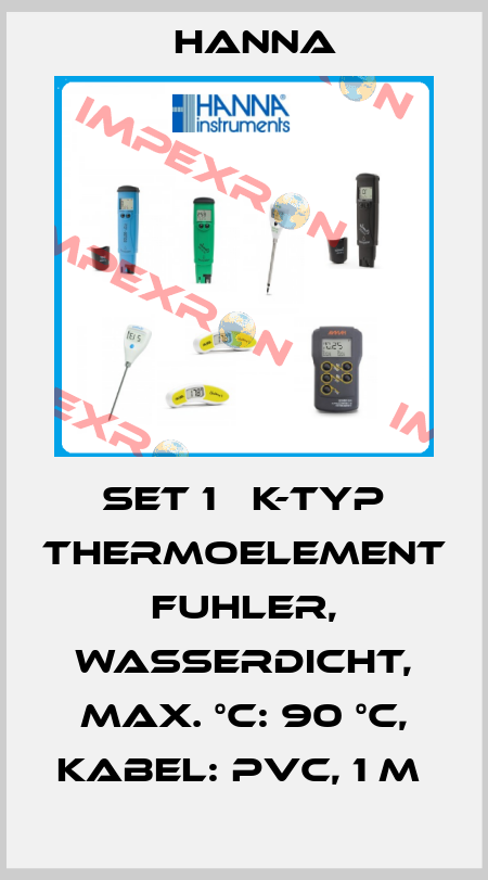 SET 1   K-TYP THERMOELEMENT FUHLER, WASSERDICHT, MAX. °C: 90 °C, KABEL: PVC, 1 M  Hanna