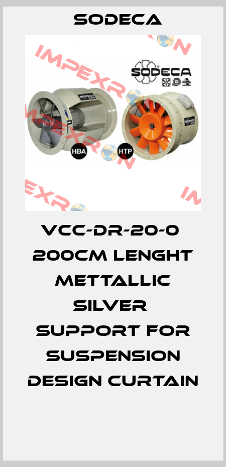 VCC-DR-20-0  200CM LENGHT METTALLIC SILVER  SUPPORT FOR SUSPENSION DESIGN CURTAIN  Sodeca