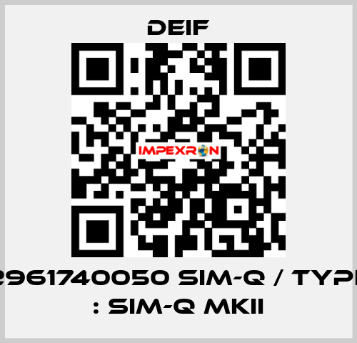 2961740050 SIM-Q / Type : SIM-Q MKII Deif