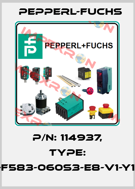 P/N: 114937, Type: NBN2-F583-060S3-E8-V1-Y114937 Pepperl-Fuchs