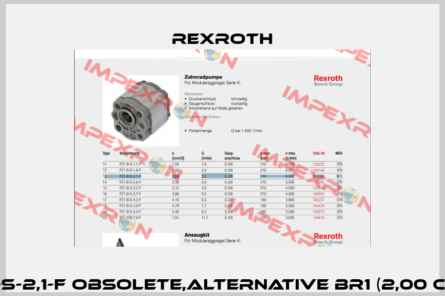 PZ1-B-S-2,1-F obsolete,alternative BR1 (2,00 ccm/U) Rexroth