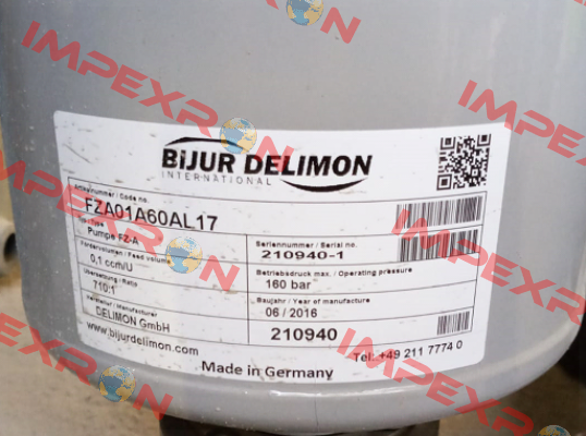 FZA01B60AL17 Bijur Delimon