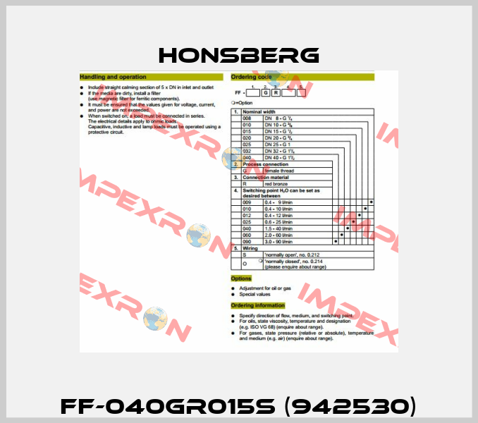 FF-040GR015S (942530) Honsberg