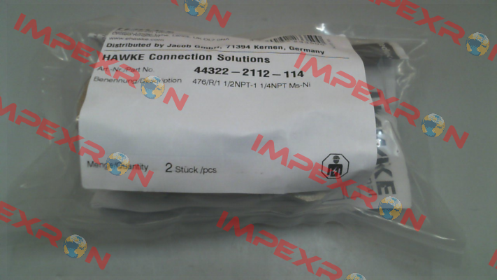 44322-2112-114 / 476/R/1 1/2NPT-1 1/4NPT Ms-Ni Hawke