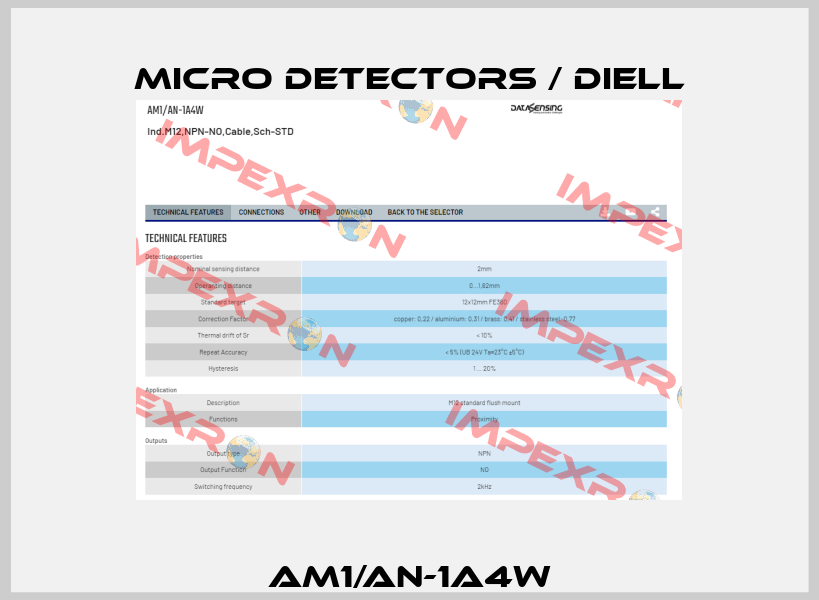 AM1/AN-1A4W Micro Detectors / Diell